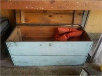 Large Wooden Storage Box with Life Jackets, Warm