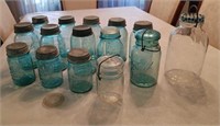 Vintage Ball/Atlas Blue & Clear Jar with Lids