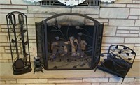 Fire Place Set- Tools, Gate, & Wood Holder