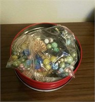 Tin Full of Jewelry Parts, Pieces & Sewing