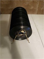 Collection Of 45 Records on Metal Stand