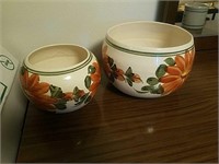 (2) Flower Painted Bowls- Mexico
