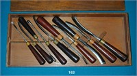 10 D.R. BARTON carving gouges in a fitted box