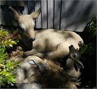 (3) Deer Yard Statues- Momma & (2) Babies