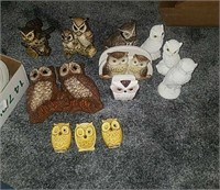 Group of Owl Figurines & More