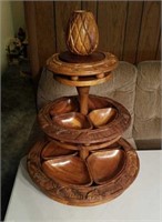 Vintage Wooden Nut Serving Stand- Neat
