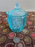 Blue Fenton Art Glass Jar with Lid
