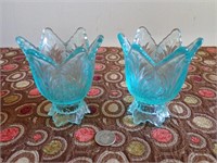 Blue Fenton Art Glass Vases
