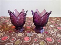 Purple Fenton Art Glass Vases