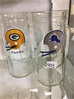 Packer and Lions Tall Drink Glasses/Mugs