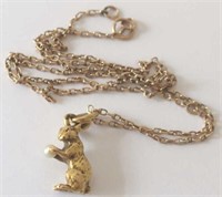 Antique 9ct gold pearl Hare pendant