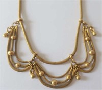 Antique European 9ct gold mesh fringe necklace