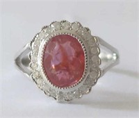 14ct White Gold Diamond and Ruby ring