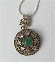 Sterling silver Emerald gilt washed pendant