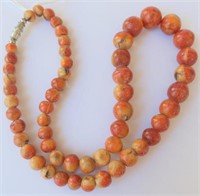 Vintage Tiger coral bead necklace 22cm