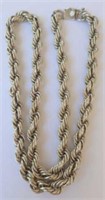 Sterling silver heavy rope twist necklace 127g
