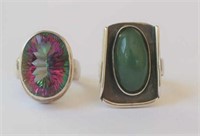 Sterling silver jade and Mystic Topaz rings