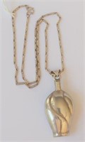 Sterling silver small perfume bottle on chain