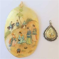 Persian vintage shell pendant miniature 7cm