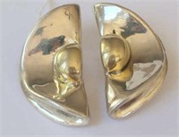 Pair large designer sterling silver earrings 34g
