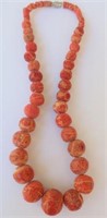 Vintage sponge coral graduated bead necklace 17cm