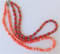 Two vintage coral necklaces