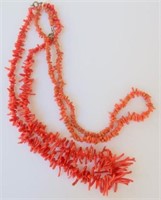 Two vintage branch coral necklaces 27cm L