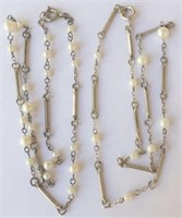 Pair sterling silver and pearl chokers
