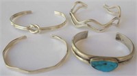 Four ladies sterling silver bangles