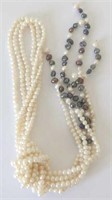 Three strand Freshwater 5mm pearl knot necklace