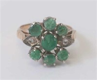 Vintage silver gilt Emerald cluster ring