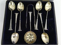Antique English sterling silver spoon set