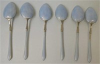 Set six Danish sterling silver enamel spoons