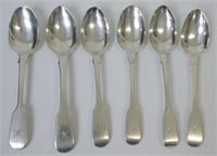 Six sterling silver spoons includes Hester Bateman