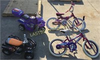 2 kids bikes and 2 kids ride-on’s