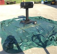 LP gas grill and poly table cover