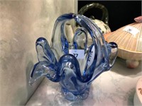 MURANO GLASS BLUE VASE/BASKET