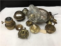 LOT 12 Assorted Antique Lamp Brass Parts