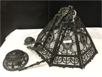Antique Cast Iron Lamp with 2 Ceiling Attachments