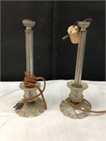 LOT 2 ANTIQUE GLASS OIL LAMPs