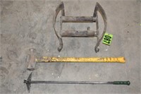 Rim stand, bead breaker, and tire sledge