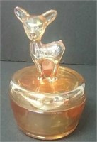 Carnival Glass Dish With Deer on Cover