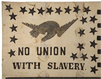 Detail of a rare and historically important Abolitionist flag banner (c. 1861)