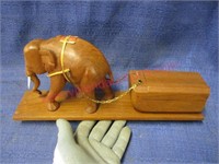 african carved "elephant pulling box" (14in long)