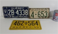 3 plaques d'immatriculation Québec licence plates