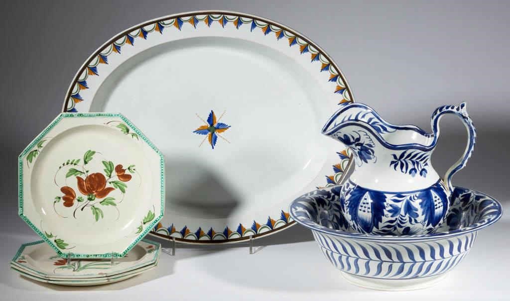 A fine selection of painted English pearlware and creamware