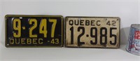 2 plaques d'immatriculation Québec licence plates