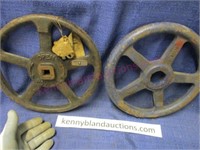 2 vintage heavy iron 10in valve wheels