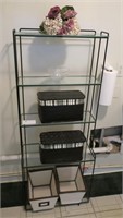 24" glass shelf, rack with baskets