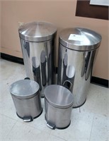 Lot - Stainless Steel lift top cans, 4 total